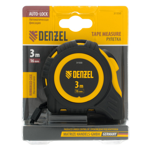 Рулетка 3м х 16мм, обрезиненный корпус, автоматическая фиксация Denzel по ценам производителя в Москве с доставкой по всей России