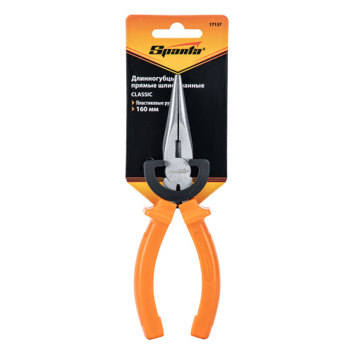 Длинногубцы прямые Classic, 160 мм, шлифованные, пластмассовые рукоятки Sparta по ценам производителя в Москве с доставкой по всей России