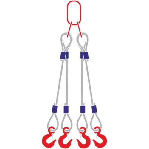 Строп канатный 4СК, с 4 крюками 20Т x 4М по ценам производителя в Москве с доставкой по всей России