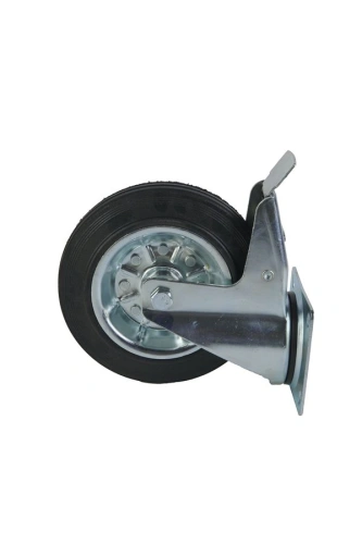 Колесо поворотное усиленное резина SRCB 80 200 мм с тормозом по ценам производителя в Москве с доставкой по всей России