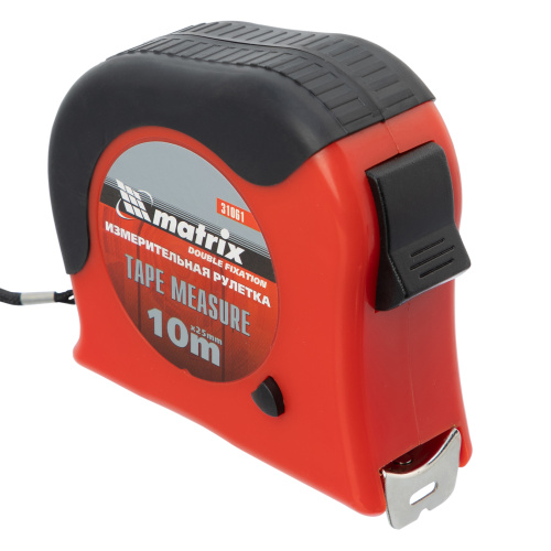 Рулетка Double fixation,10 м х 25 мм,обрезиненный корпус,двойная плавная фиксация Matrix по ценам производителя в Москве с доставкой по всей России