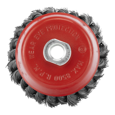 Щетка для УШМ, 100 мм, М14, "чашка", двухрядная, крученая проволока 0.35 мм Matrix по ценам производителя в Москве с доставкой по всей России