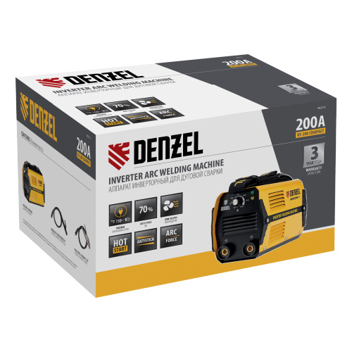 Аппарат инверторный дуговой сварки DS-200 Compact, 200 А, ПВ 70%, диаметр электрода 1.6-5 мм Denzel по ценам производителя в Москве с доставкой по всей России
