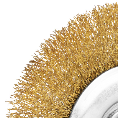 Щетка для УШМ, 125 мм, М14, плоская, латунированная витая проволока Matrix по ценам производителя в Москве с доставкой по всей России