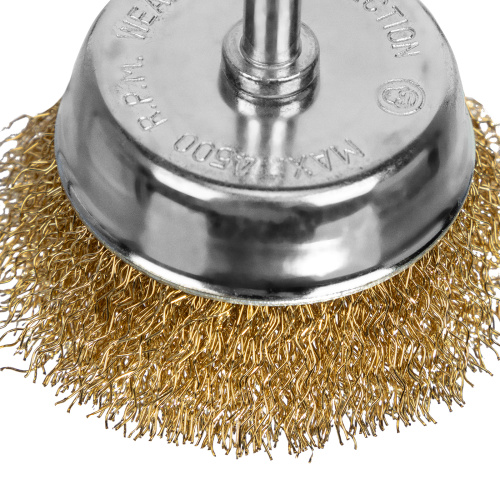 Щетка для дрели, 65 мм, "чашка" со шпилькой, латунированная витая проволока Matrix по ценам производителя в Москве с доставкой по всей России