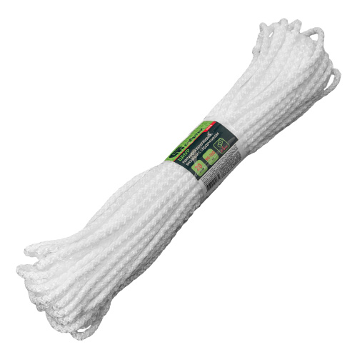 Шнур вязаный полипропиленовый с серд. белый, 5 мм, L 20 м , Сибртех по ценам производителя в Москве с доставкой по всей России