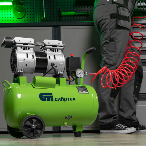 Компрессор безмаслянный малошумный МБ 1100/24,1100 Вт, 24 л, 170 л/мин Сибртех по ценам производителя в Москве с доставкой по всей России