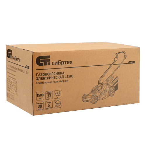 Газонокосилка электрическая L1500, 1500 Вт, ширина 33 см, 5 уровней, пластиковый травосборник 35 л Сибртех по ценам производителя в Москве с доставкой по всей России