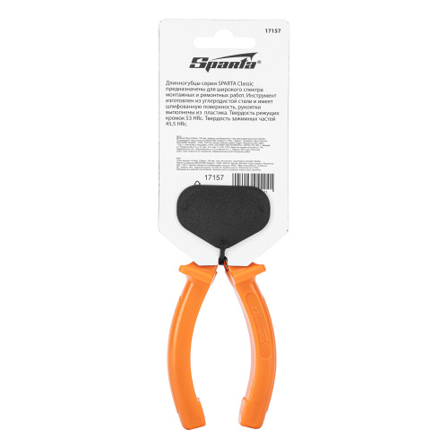 Длинногубцы прямые Classic, 160 мм, шлифованные, пластмассовые рукоятки Sparta по ценам производителя в Москве с доставкой по всей России