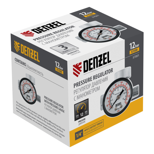 Регулятор давления с манометром для краскораспылителя K1500, 12 бар, 1/4" Denzel по ценам производителя в Москве с доставкой по всей России