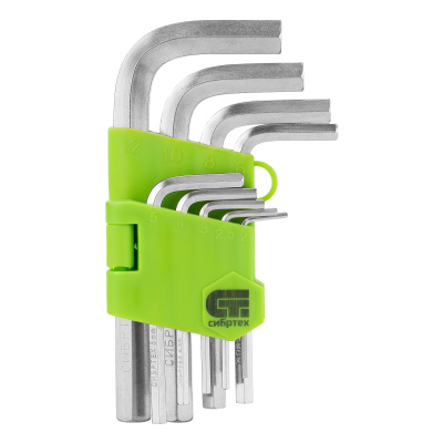 Набор ключей имбусовых HEX, 2-12 мм, 45x, закаленные, 9 шт, короткие, никель Сибртех по ценам производителя в Москве с доставкой по всей России