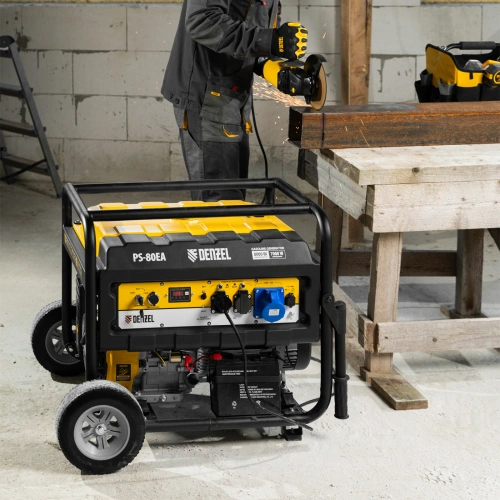 Генератор бензиновый PS 80 EA, 8.0 кВт, 230 В, 25 л, коннектор автоматики, электростартер Denzel по ценам производителя в Москве с доставкой по всей России