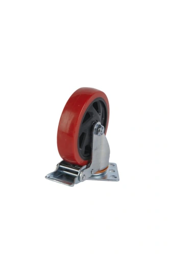 Колесо поворотное усиленное полиуретан SCBM 55 125 мм с тормозом по ценам производителя в Москве с доставкой по всей России
