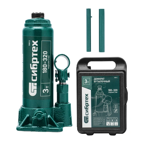Домкрат гидравлический бутылочный, 3 т, 180-320 мм, в пласт. кейсе Сибртех по ценам производителя в Москве с доставкой по всей России