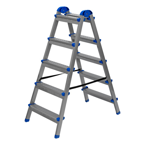 Стремянка двухсторонняя 5 ступеней, сталь профиль, стальные ступени, Сибртех по ценам производителя в Москве с доставкой по всей России