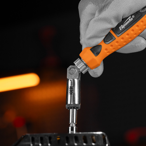 Отвертка реверсивная с шарниром, биты, торцевые головки, 18 шт, Sparta по ценам производителя в Москве с доставкой по всей России