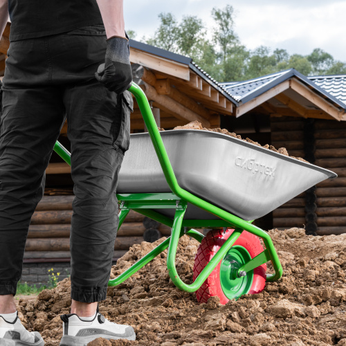 Тачка садово-строительная с PU колесом, грузоподъемность 180 кг, объем 90 л Сибртех по ценам производителя в Москве с доставкой по всей России