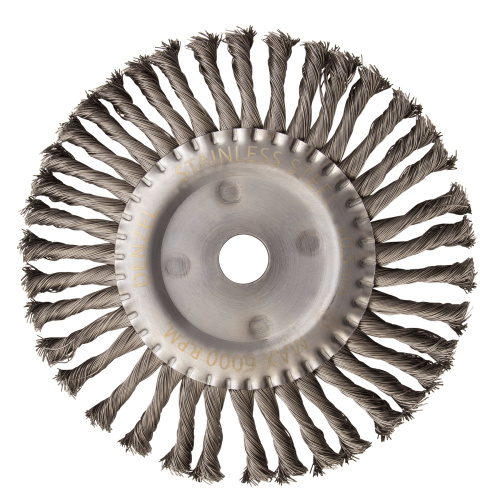 Щетка для УШМ, 200 мм, "Плоская", крученая нержавеющая проволока 0.5 мм, посадка 22.2 мм Denzel по ценам производителя в Москве с доставкой по всей России