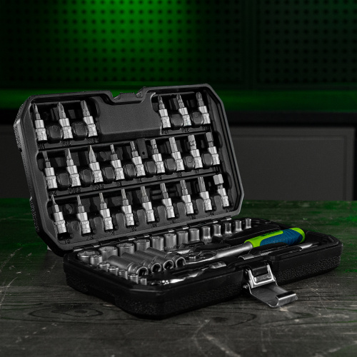 Набор инструментов, 1/4", пластиковый кейс 56 предметов Сибртех по ценам производителя в Москве с доставкой по всей России