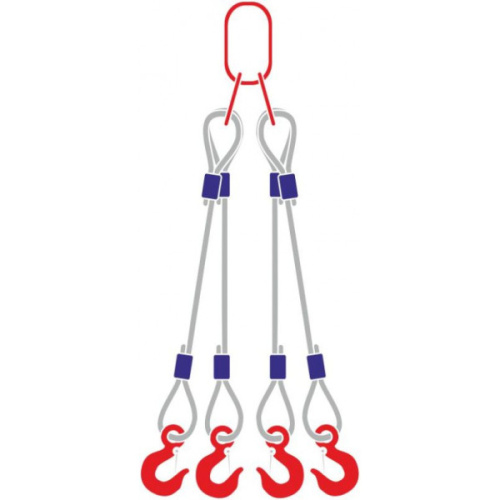 Строп канатный 4СК, с 4 крюками 1Т x 2,5М по ценам производителя в Москве с доставкой по всей России