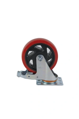 Колесо поворотное усиленное полиуретан SCBM 55 125 мм с тормозом по ценам производителя в Москве с доставкой по всей России