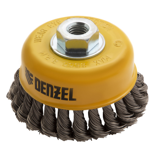 Щетка для УШМ, 100 мм, "Чашка", крученая нержавеющая проволока 0.5 мм, М14 Denzel по ценам производителя в Москве с доставкой по всей России