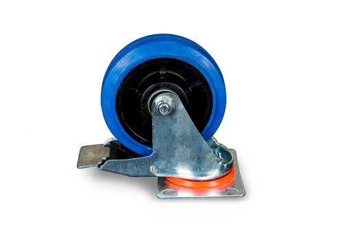 Колесо поворотное из эластичной резины MW150 150 мм с тормозом по ценам производителя в Москве с доставкой по всей России