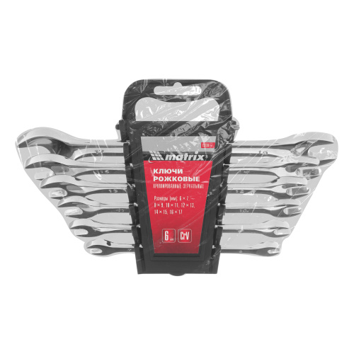 Набор ключей рожковых 6 шт, 6-17 мм, CrV, Elliptical, зеркальное хромирование Matrix по ценам производителя в Москве с доставкой по всей России