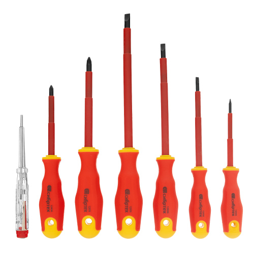 Набор отверток диэлектрических до 1000 В, 7 шт, тестер, CrV, двухкомпонентные рукоятки Сибртех по ценам производителя в Москве с доставкой по всей России