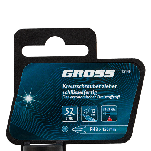 Отвертка PH3 x 150 мм, S2, трехкомпонентная ручка Gross по ценам производителя в Москве с доставкой по всей России