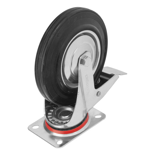 Колесо поворотное с тормозом D 160 мм, крепление  платформенное Сибртех по ценам производителя в Москве с доставкой по всей России