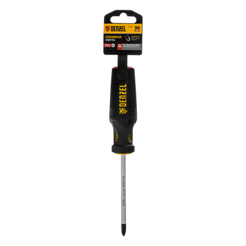Отвертка, PH2х100 мм, S2, 3к рукоятка Denzel по ценам производителя в Москве с доставкой по всей России