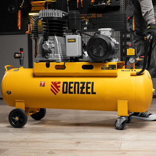 Компрессор воздушный, ременный привод BCI4000-T/100, 4.0 кВт, 100 литров, 690 л/мин Denzel по ценам производителя в Москве с доставкой по всей России