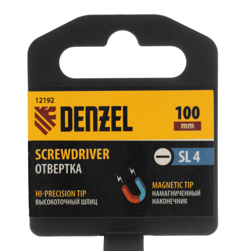 Отвертка SL4х100 мм, CrV, трехкомпонентная рукоятка Denzel по ценам производителя в Москве с доставкой по всей России