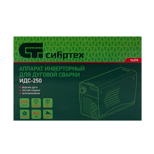Аппарат инверторный дуговой сварки ИДС-250, 250 А, ПВ 80%, диаметр электрода 1.6-5 мм Сибртех по ценам производителя в Москве с доставкой по всей России