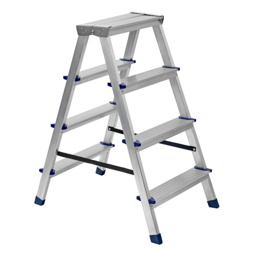 Стремянка двусторонняя 4 ступени, алюминиевая, Сибртех по ценам производителя в Москве с доставкой по всей России