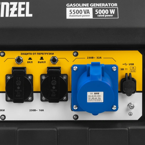 Генератор бензиновый PS 55 EA, 5.5 кВт, 230 В, 25 л, коннектор автоматики, электростартер Denzel по ценам производителя в Москве с доставкой по всей России