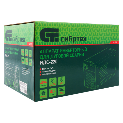 Аппарат инверторный дуговой сварки ИДС-220, 220 А, ПВ 80%, диаметр электрода 1.6-5 мм Сибртех по ценам производителя в Москве с доставкой по всей России
