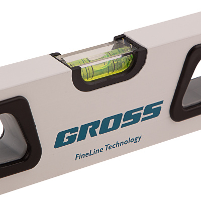 Уровень алюминиевый, 600 мм, усиленный, рукоятки, фрезерованный, 3 глазка, магнитный Gross по ценам производителя в Москве с доставкой по всей России