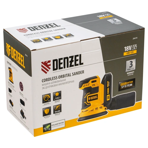 Машина шлифовальная эксцентриковая аккумуляторная COS-125, 18В Li-Ion Denzel по ценам производителя в Москве с доставкой по всей России