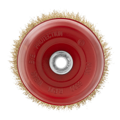 Щетка для УШМ, 150 мм, М14, "чашка", латунированная витая проволока Matrix по ценам производителя в Москве с доставкой по всей России