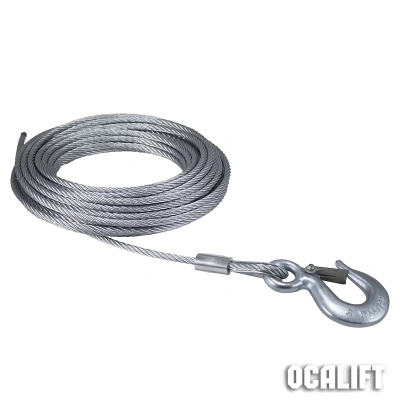 Трос стальной канат для тали РА 250/500 4 мм длина 12м с крюком