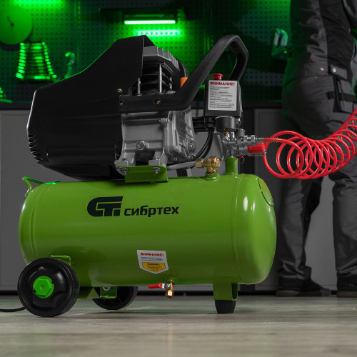 Компрессор воздушный КК-1500/24, 1.5 кВт, 198 л/мин, 24 л, прямой привод, масляный Сибртех по ценам производителя в Москве с доставкой по всей России