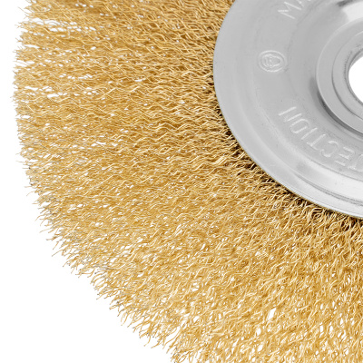 Щетка для УШМ, 175 мм, посадка 22.2 мм, плоская, латунированная витая проволока Matrix купить в Москве с доставкой по всей России | ProtosMarket.ru