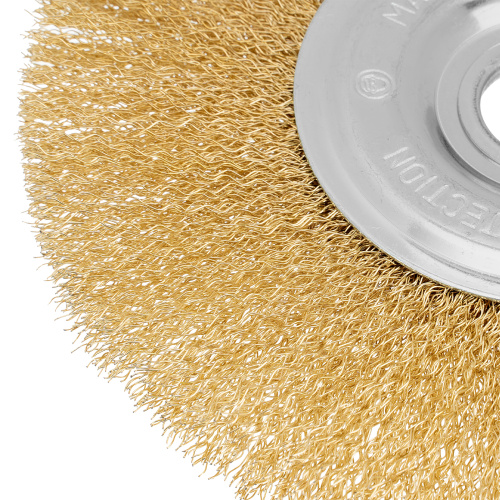 Щетка для УШМ, 175 мм, посадка 22.2 мм, плоская, латунированная витая проволока Matrix по ценам производителя в Москве с доставкой по всей России