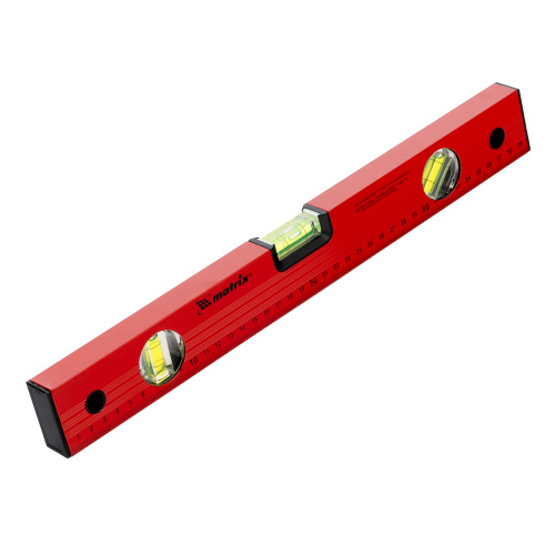Уровень алюминиевый, 400 мм, 3 глазка, красный, линейка Matrix по ценам производителя в Москве с доставкой по всей России