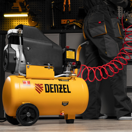 Компрессор воздушный DLC1300/24 безмасляный 1.3 кВт, 24 литра, 206 л/мин Denzel по ценам производителя в Москве с доставкой по всей России