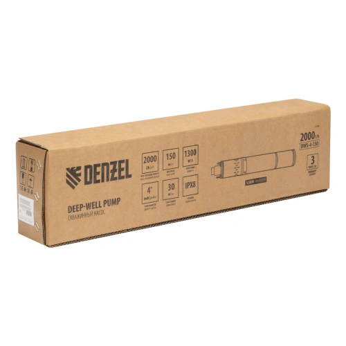 Скважинный насос DWS-4-150, винтовой, диаметр 4", 1300 Вт, 2000 л/ч, напор 150 м Denzel по ценам производителя в Москве с доставкой по всей России