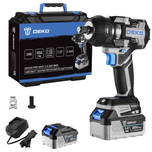 Гайковерт аккумуляторный бесщеточный DEKO ZKIS20 PRO MAX, 20В, 2*5.0Ач, 950 Нм, в кейсе по ценам производителя в Москве с доставкой по всей России