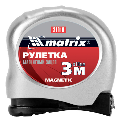 Рулетка Magnetic,3 м х 16 мм,магнитный зацеп Matrix по ценам производителя в Москве с доставкой по всей России